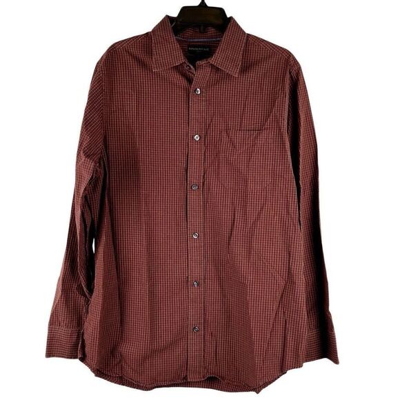 Banana Republic Men's Burgundy Checkered Shirt - Picture 1 of 11